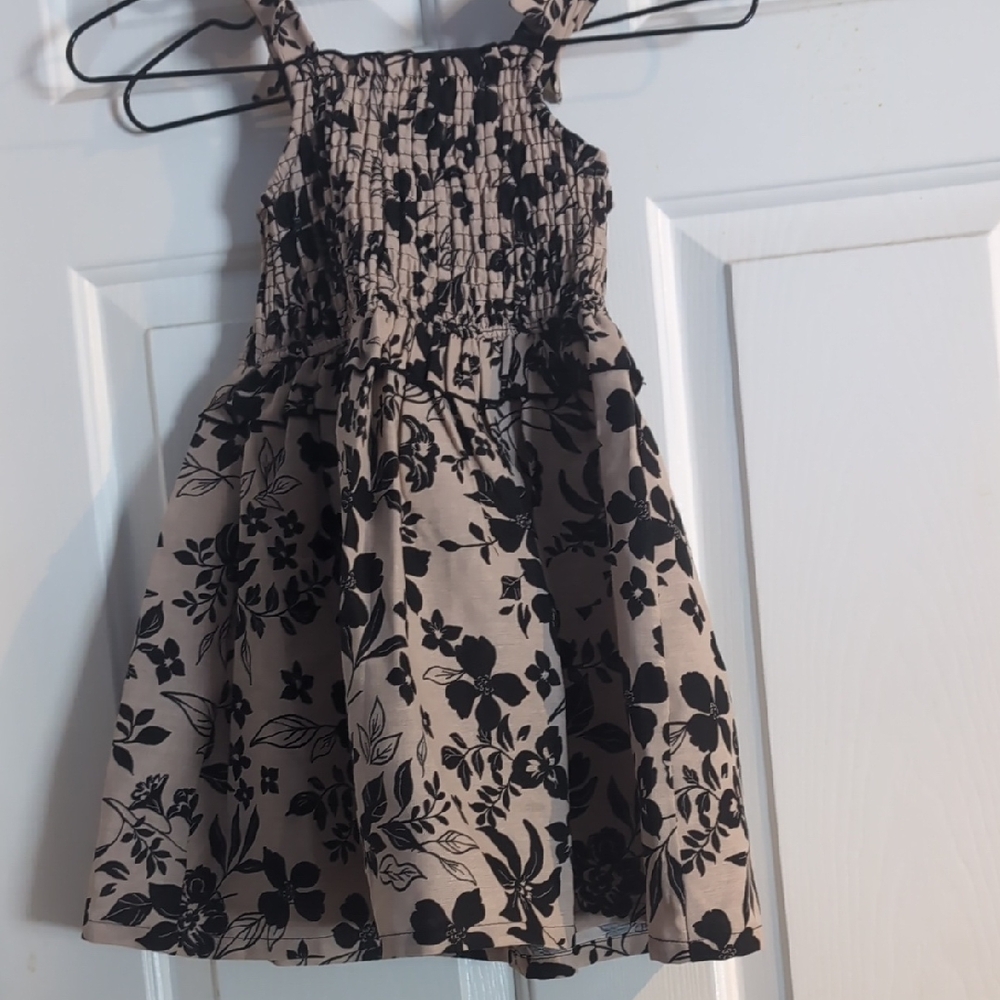 Floral Black and Cream Kids Dress